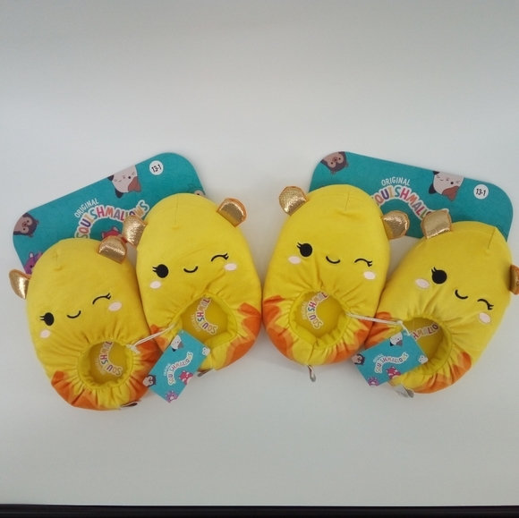 NWT Squishmallows Bijan the Dumbo Octopus Slippers 13-1 Yellow Limited - Picture 2 of 6